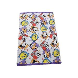 Looney Toons Toddler Blanket 45"X60" Tweety Bugz Daffy Slyvester 1994 Vtg WB